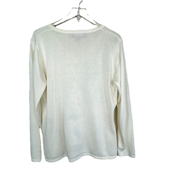 Jack B. Quick Holiday Beaded Poinsettia Appliqued Christmas Sweater Womens L - Picture 8 of 10